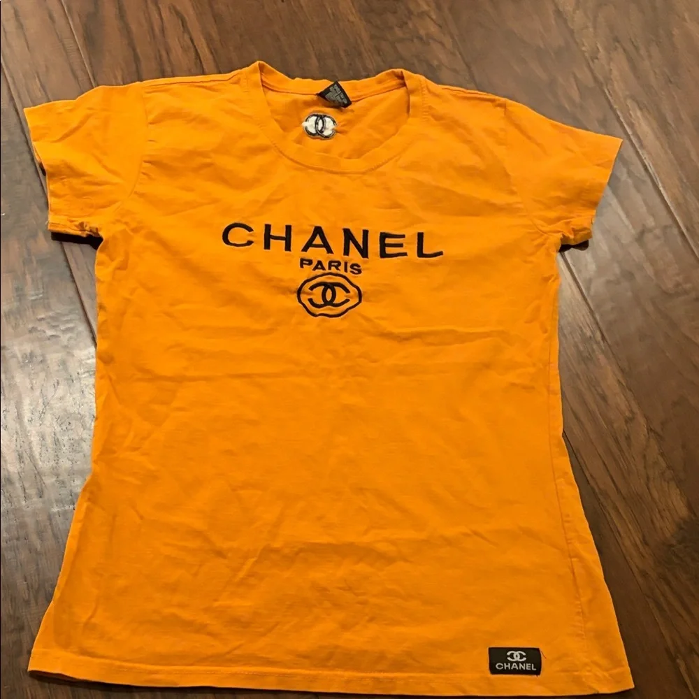 Vintage! Chanel Bold Orange Short Sleeve Tee!! - Picture 1 of 7